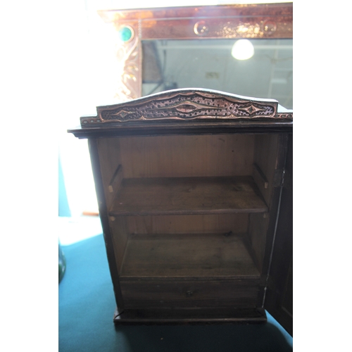 1014 - ART NOUVEAU COPPER CABINET probably Continental, made in pine with sheets of hand beaten copper desi... 