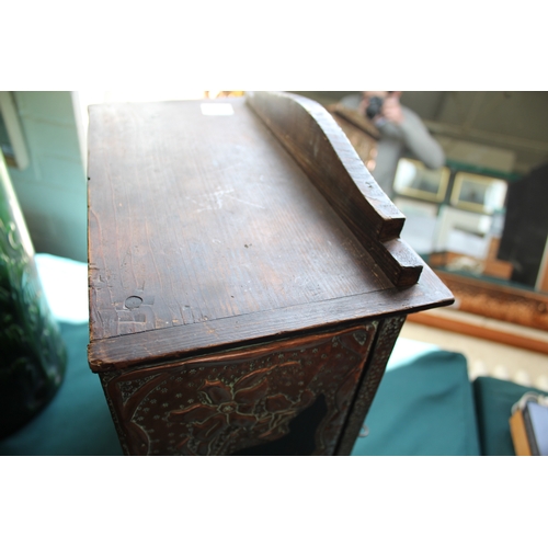 1014 - ART NOUVEAU COPPER CABINET probably Continental, made in pine with sheets of hand beaten copper desi... 