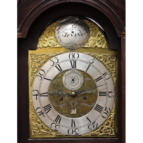 1602 - A GEORGE III MAHOGANY LONGCASE CLOCK SIGNED ALLAN HONU,
the brass dial with silvered chapter ring wi... 