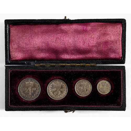 1161 - A SET OF VICTORIAN MAUNDY COINS. Maundy coins dated 1887 comprising fourpence, threepence, twopence ... 