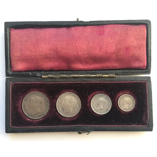 1161 - A SET OF VICTORIAN MAUNDY COINS. Maundy coins dated 1887 comprising fourpence, threepence, twopence ... 