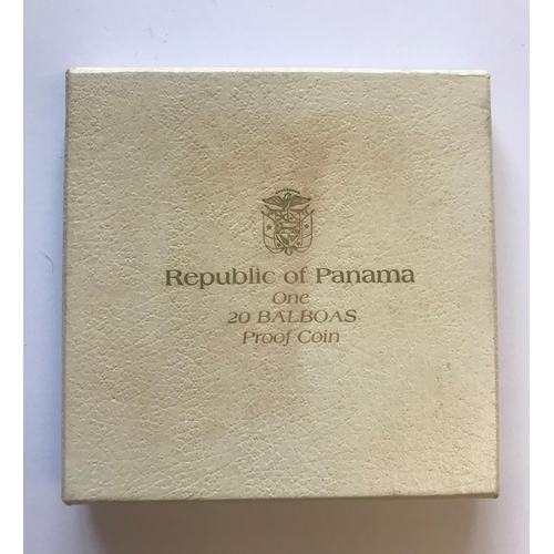 1173 - A REPUBLIC OF PANAMA 20 BALBOAS COIN. A Republic of Panama 20 Balboas Proof coin dated 1973, 'Ley 0.... 