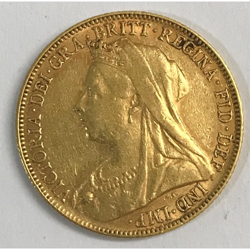 1331 - A SOVEREIGN. A Queen Victoria 'Old Head' Sovereign dated 1898, 'M' to the ground for the Melbourne M... 