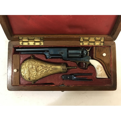 323 - A MINIATURE COLT REVOLVER ATTRIBUTED TO TOM WESTON. A finely made miniature model of a Colt six shot... 