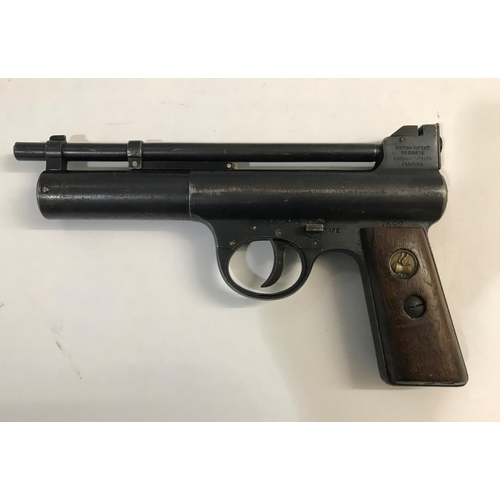 375 - A WEBLEY .22 MK I AIR PISTOL. A Webley and Scott .22 Air Pistol , Mark I 2nd pattern, numbered 7592,... 