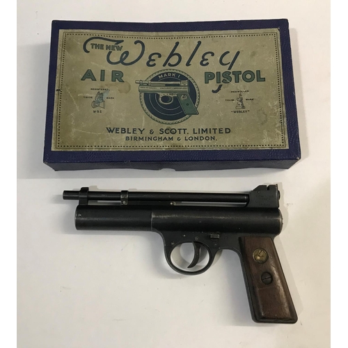 375 - A WEBLEY .22 MK I AIR PISTOL. A Webley and Scott .22 Air Pistol , Mark I 2nd pattern, numbered 7592,... 