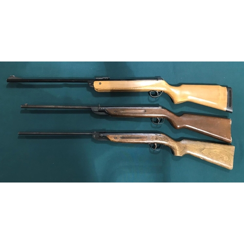 376 - A B.S.A. METEOR AIR RIFLE AND TWO OTHERS. A B.S.A. Meteor .22 Air Rifle numbered 1E84310, 106cm. A W... 