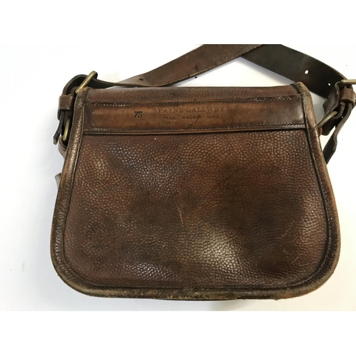 378 - A FINE PAYNE GALLWEY CARTRIDGE BAG. A brown leather cartridge bag of traditional form, stamped to th... 