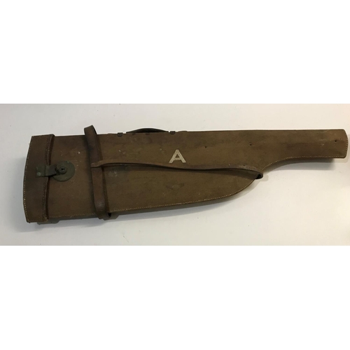 380 - A LEG O MUTTON TYPE GUN CASE. A canvas covered and leather mounted 'Leg o Mutton' type gun case, pai... 