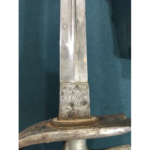 401 - A SWORD WITH QUARTERED BLADE BY THURKLE OF LONDON. An unusual sword with a 99cm tapering quartered p... 