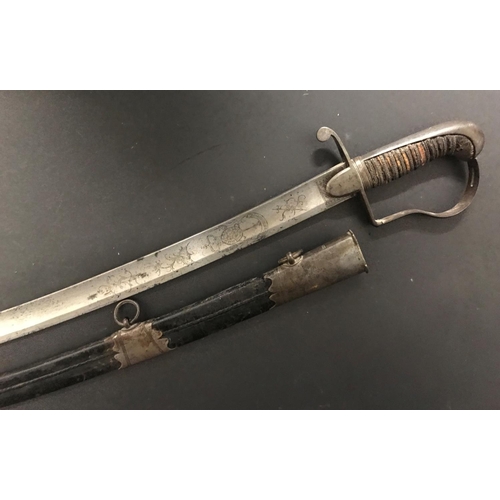 406 - A 1796 PATTERN LIGHT CAVALRY SWORD AND SCABBARD, With a 74cm German made curving single sided blade ... 