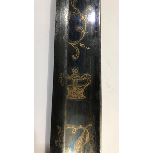 411 - AN 1805 REGULATION NAVAL OFFICERS SPADROON. A Naval Officers sword with an 81cm pointed single sided... 