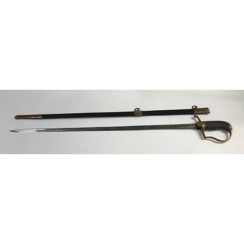 415 - A DRESS-WEIGHT 1805 PATTERN WARRANT OFFICERS' SWORD. With a 68.5cm single edged pointed blade with e... 