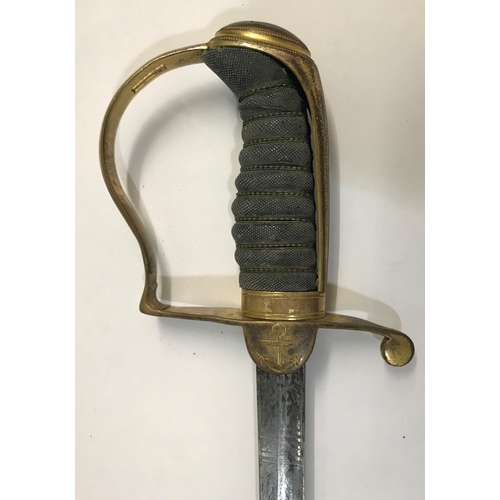 415 - A DRESS-WEIGHT 1805 PATTERN WARRANT OFFICERS' SWORD. With a 68.5cm single edged pointed blade with e... 