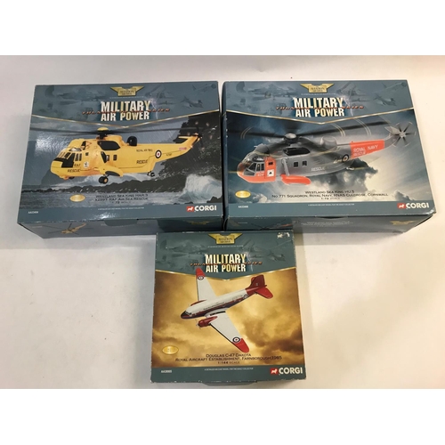 678 - THREE CORGI MILITARY AVIATION MODELS. The Military Aviation Archive, three models: Westland Sea King... 