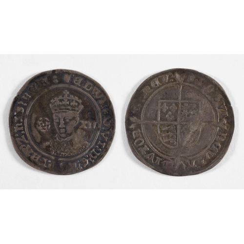 928 - AN EDWARD VI SHILLING. An Edward VI Shilling, facing bust with rose and value to either side, mint m... 