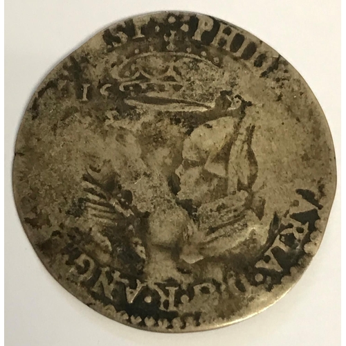 933 - A PHILIP AND MARY SIXPENCE. A Philip and Mary hammered Sixpence, facing profile busts beneath a crow... 