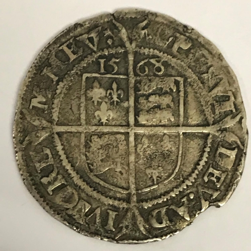 936A - AN ELIZABETH I SIXPENCE. An Elizabeth I hammered sixpence, crowned bust l with rose and date 1568, m... 