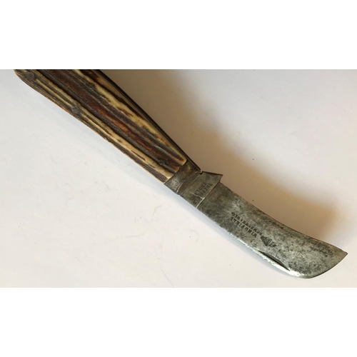 481 - A WINGFIELD ROWBOTHAM & CO FOLDING KNIFE. A Victorian folding pruning knife, the 8cm blade marked wi... 