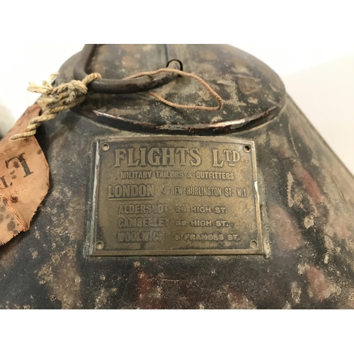 666 - A FLIGHT'S LIMITED HAT BOX NAMED TO LT COL THWAYTES. A dome topped Japanned hat box by Flights Ltd. ... 