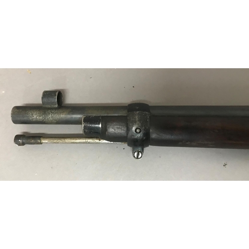 308 - A VICTORIAN LONDON ARMORY CO RIFLE. The 75.8cm barrel with percussion cap firing mechanism, the side... 