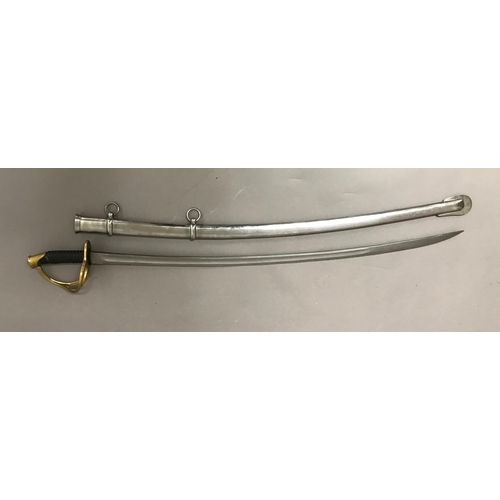 425 - A REPRODUCTION CAVALRY OFFICERS SWORD. A reproduction sword with an 87cm curved blade with double fu... 