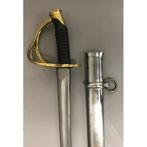 425 - A REPRODUCTION CAVALRY OFFICERS SWORD. A reproduction sword with an 87cm curved blade with double fu... 