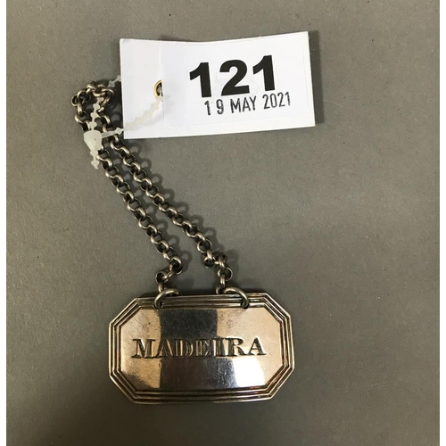 121 - A GEORGE IV PROVINCIAL WINE LABEL of canted rectangular form with a reeded border, incised 