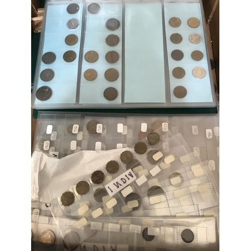 159 - Two Boxes of Assorted Coins to include Tokens and World Coins