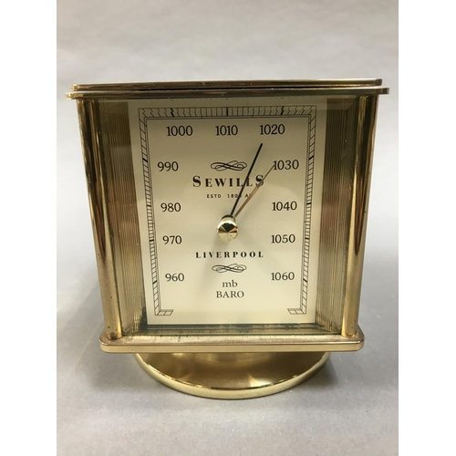 39 - Sewills (of Liverpool) Modern Brass Clock/Hygrometer