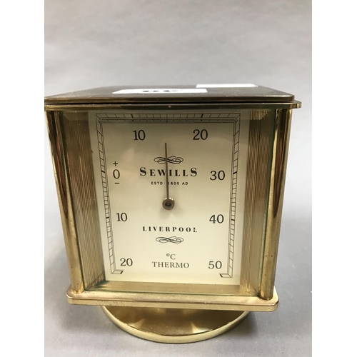 39 - Sewills (of Liverpool) Modern Brass Clock/Hygrometer