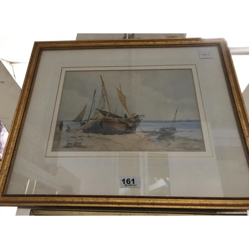 161 - Small Framed Watercolour - Sailing Boat and Two Floral Prints and a Framed Print (4)