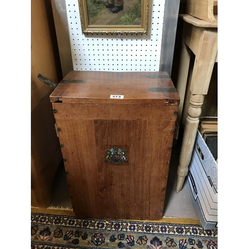 373 - Mahogany and Brass Bound Box with Royal Crest and Brass Carry Handles