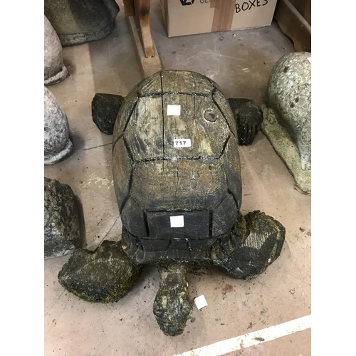 717 - Large Carved Wooden Tortoise