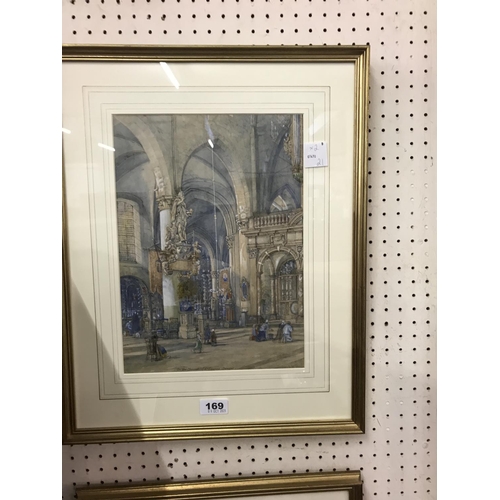 169 - Pair of Watercolours (Interiors of Churches in Bruges) (2)