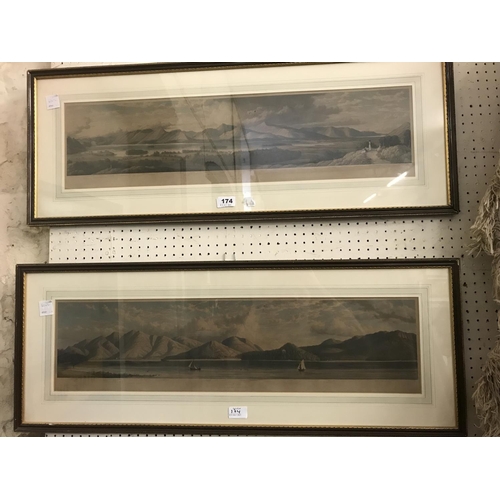 174 - Pair of coloured aquatints of Keswick Lake after William Westall