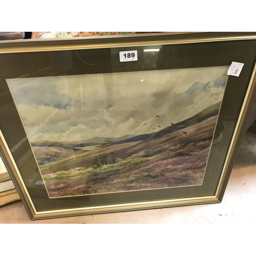 189 - Brian Rawling, Shooting at Cairn Daunie, Watercolour, a Large Framed 'Fishing Fly' and a Mirror (3)