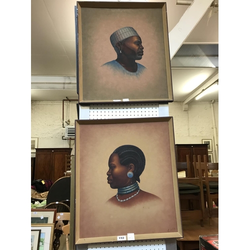 192 - Two African (Tanzania)  Portraits, oil on canvas, signed