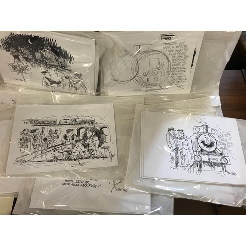 225 - Alan Ward (Somerset Artist), collection of approx 94 pen and ink drawings including railway subjects