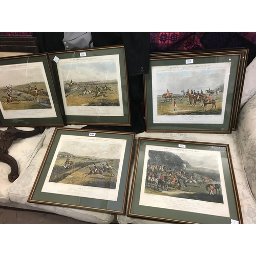 242 - Set of Eight 'Grand Leicestershire Steeple Chase 1829', coloured aquatints, reprints, Bentley after ... 