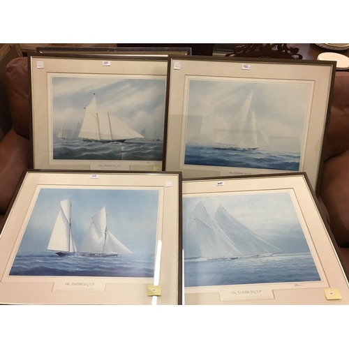 247 - Five Americas Cup Prints Signed in Pencil by Tim Thompson, faded