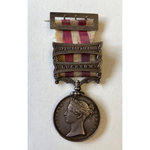 1009 - A TWO CLASP INDIAN MUTINY MEDAL 1857-58 TO THE 84TH REGIMENT. An Indian Mutiny Medal with Lucknow an... 