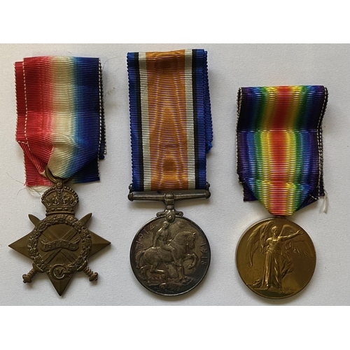 1017 - A GT WAR TRIO TO THE KINGS OWN SCOTTISH BORDERERS. A 1914/15 Star, British War & Victory Medals in e... 