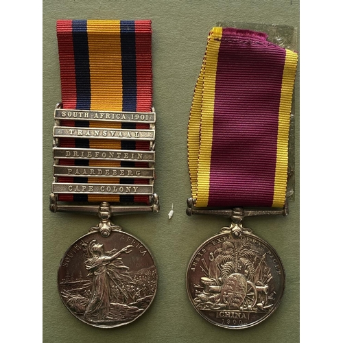 1025 - A BOER WAR AND CHINA PAIR TO THE ROYAL GARRISON ARTILLERY. Comprising a five clasp Queen's South Afr... 