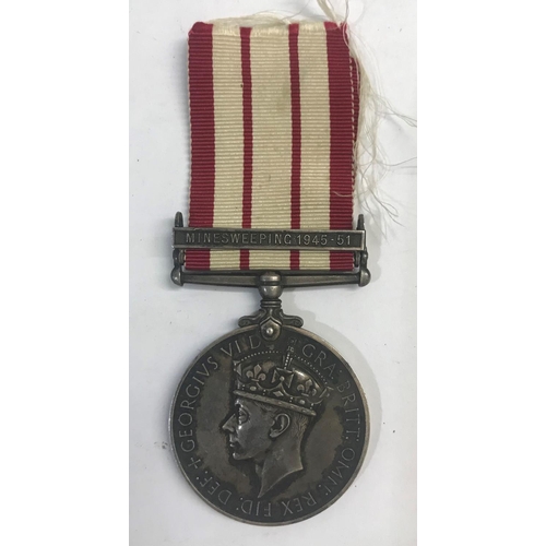 1028 - A NAVAL GENERAL SERVICE MEDAL 1909-62 WITH MINESWEEPING 45 - 51 CLASP. A George VI Naval General Ser... 