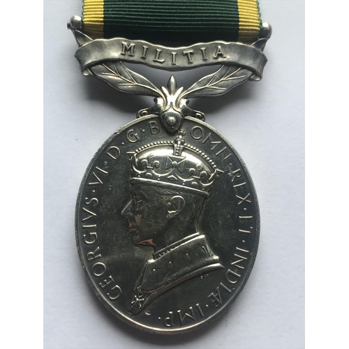 1047 - A GEORGE VI MILITIA EFFICIENCY MEDAL. A George VI Militia Efficiency Medal with 'Militia' suspension... 