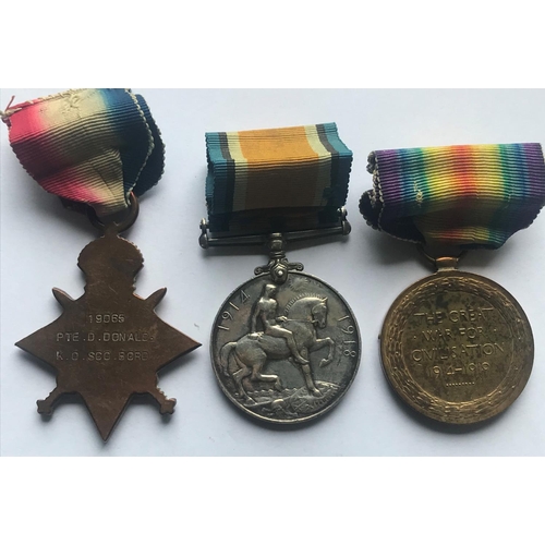 1052 - A FIRST WORLD WAR TRIO TO THE SCOTTISH BORDERES. A Great War trio comprising 1914-15 Star , War Meda... 