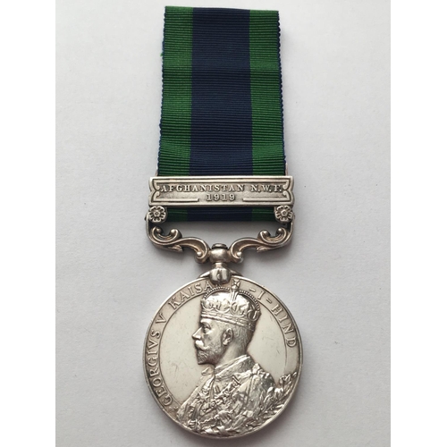 1064 - AN INDIA GENERAL SERVICE MEDAL TO THE LIVERPOOL REGIMENT. An India General Service Medal with Afghan... 