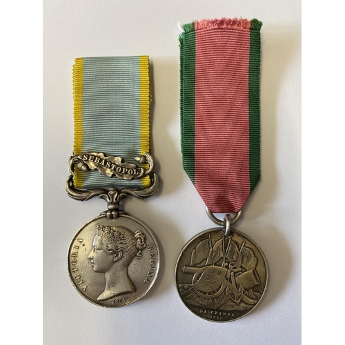 1071 - A CRIMEA WAR CASUALTY PAIR TO THE 30TH FOOT. A Crimea War Medal with Sebastopol clasp named to 3669 ... 