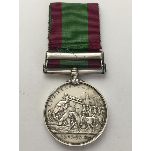 1073 - AN AFGHANISTAN MEDAL TO THE 51ST REGIMENT. An Afghanistan 1878-79-80 with Ali Musjid Clasp named to ... 